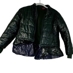 Lulu Girls 9/10 puffer green blue coat winter casual fun warm ruffle cozy comfy